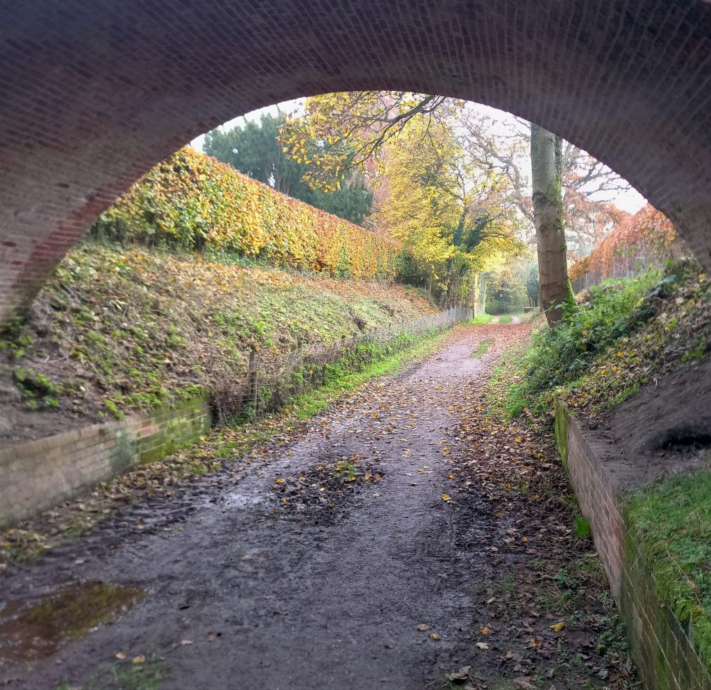 View of byway leading to Pewsey Hill from under Cuckoo Bridge